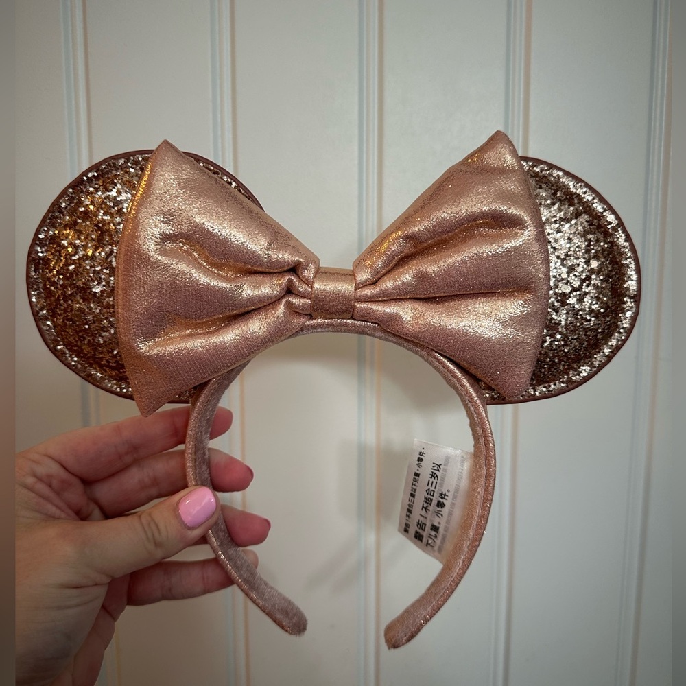 Disney Parks Rose Gold Sequin Mouse Ears Headband